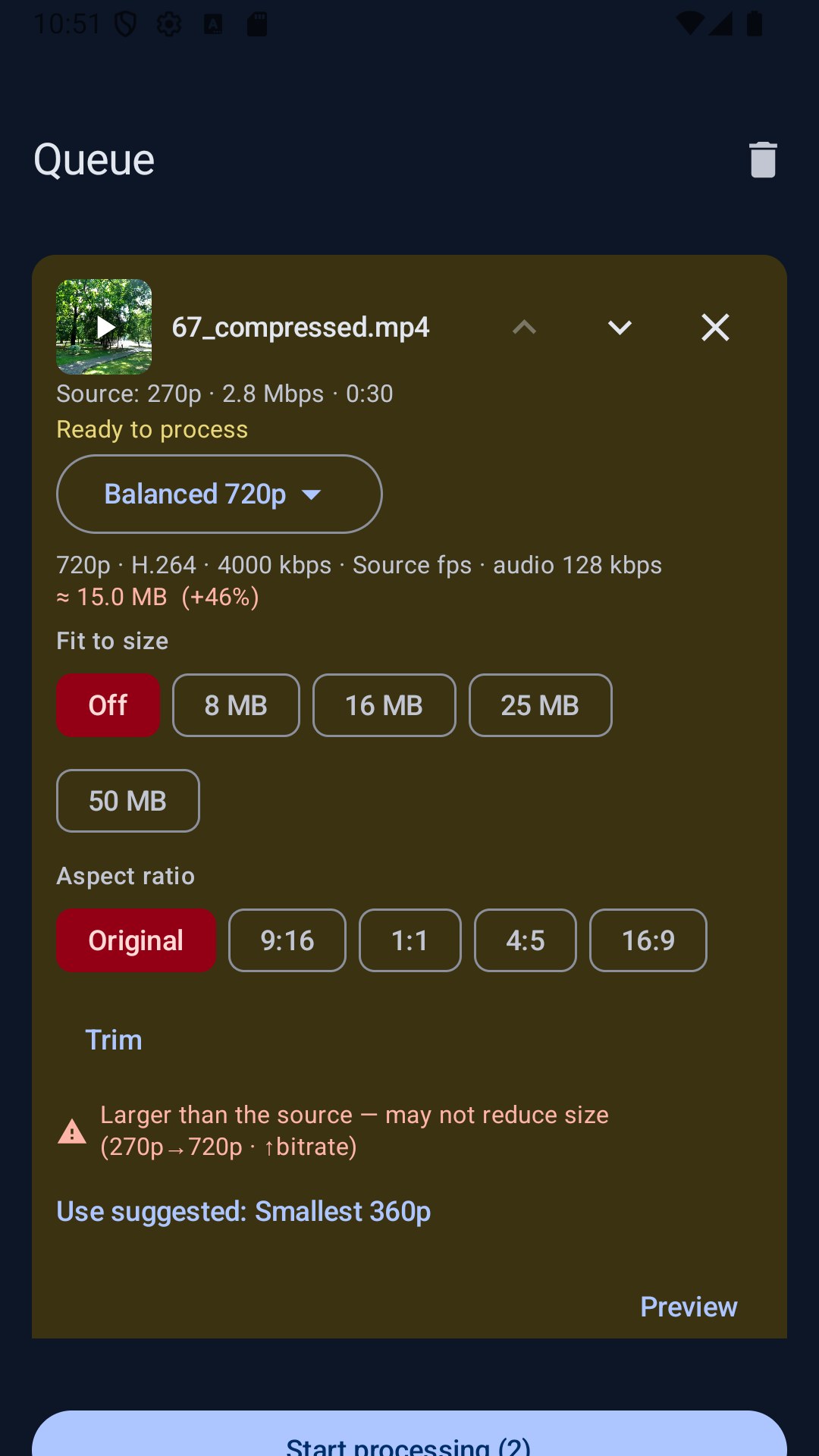 Per-file options — fit to size, aspect ratio and trim